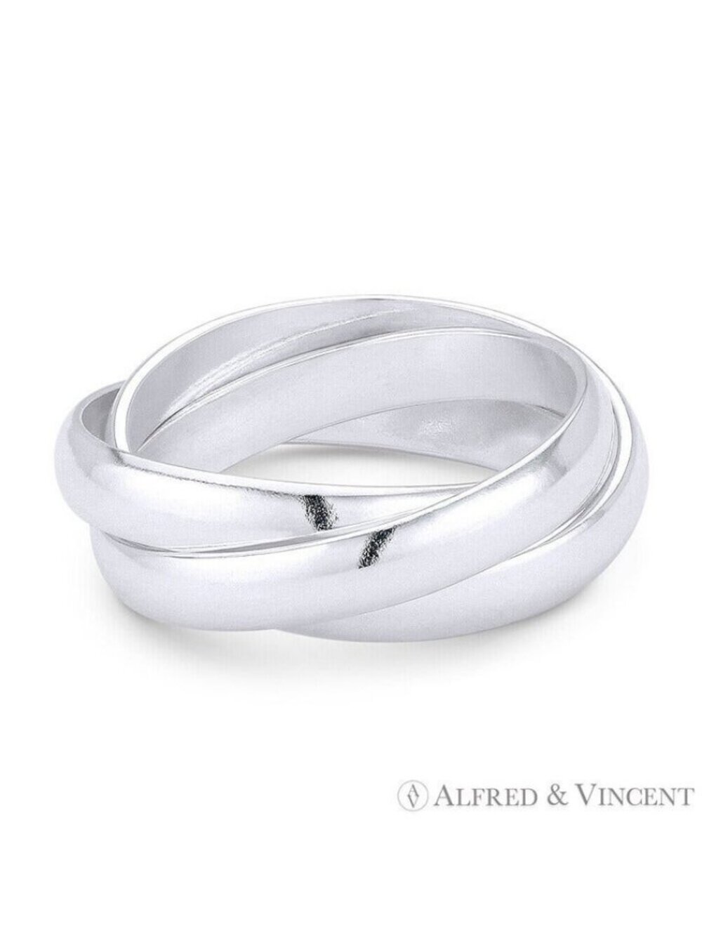 3mm Half-Dome Triple-Band Stackable .925 Sterling Silver Rolling Ring - Size 11